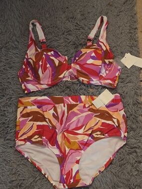 Raisins Pink Multi-Color Underwire Bikini Set